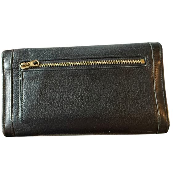 Dooney & Bourke Vintage Pebbled Black Leather Tri Fold Wallet & Check Book - Picture 3 of 9